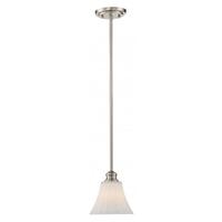 View 1 Light Brushed Nickel Frosted Fluted Glass Shade LED Mini Pendant Light Fixture