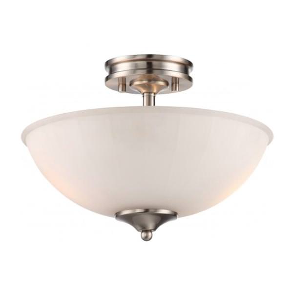 13" 24 watt 120 volt 3000K Natural White Brushed Nickel Frosted Fluted Glass Shade LED Ceiling Light Fixture
