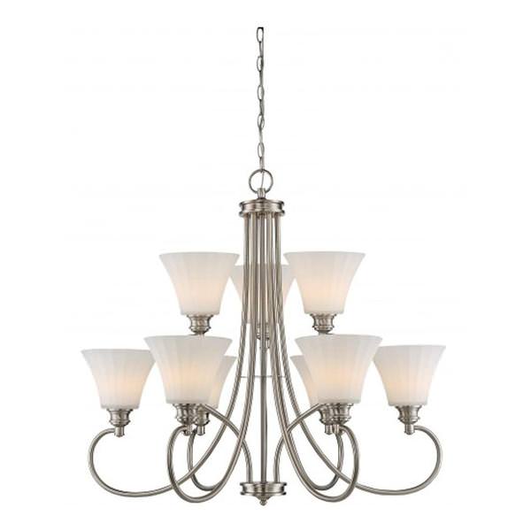 9 Light 108 watt 3000K Natural White Brushed Nickel Dimmable LED Chandelier