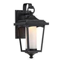 View 1 Light 11 watt 120 volt Sterling Black Etched Glass Shade 3000K Dimmable LED Outdoor Wall Sconce