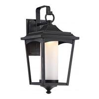 Nuvo Lighting 1 Light 14 watt 120 volt Sterling Black Etched Glass Shade 3000K Dimmable LED Outdoor Wall Sconce