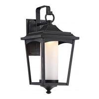 View 1 Light 14 watt 120 volt Sterling Black Etched Glass Shade 3000K Dimmable LED Outdoor Wall Sconce