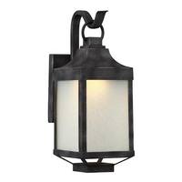 View 1 Light 11 watt 120 volt Iron Black Etched Water Glass Shade 3000K Dimmable LED Outdoor Wall Sconce