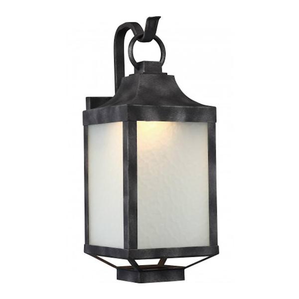 1 Light 14 watt Iron Black Etched Water Glass Shade 3000K Dimmable LED Outdoor Wall Sconce