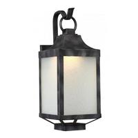 Nuvo Lighting 1 Light 14 watt Iron Black Etched Water Glass Shade 3000K Dimmable LED Outdoor Wall Sconce
