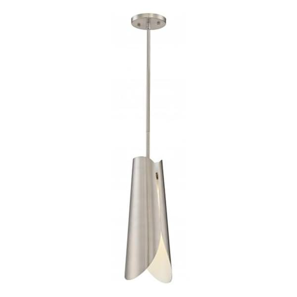1 Light Brushed Nickel White Accent LED Pendant Light Fixture