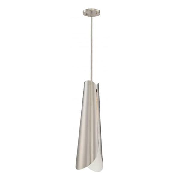 1 Light Brushed Nickel White Accent LED Pendant Light Fixture