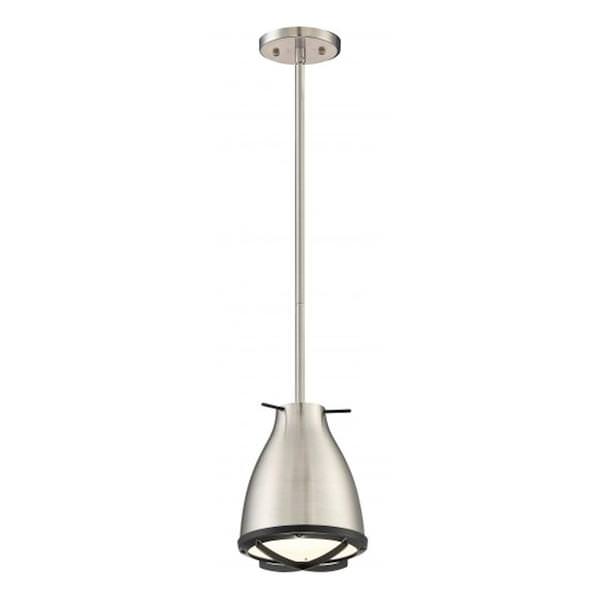 1 Light Brushed Nickel White Accent LED Pendant Light Fixture
