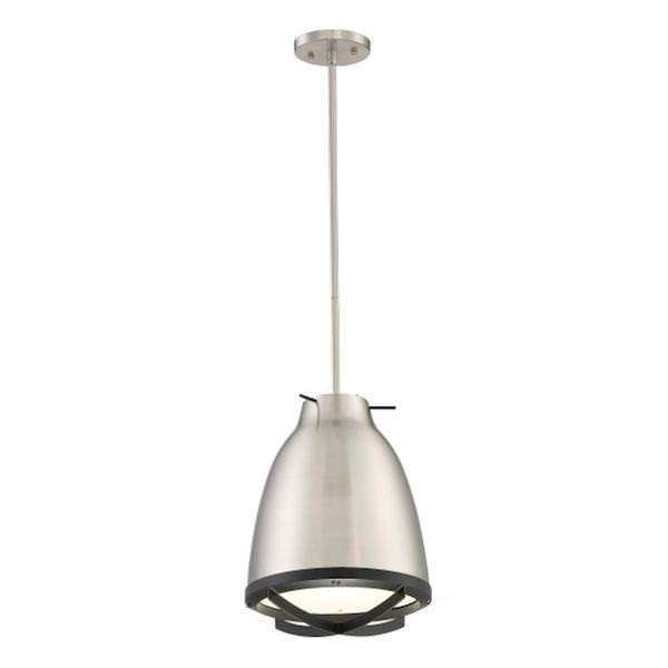 1 Light Brushed Nickel White Accent LED Pendant Light Fixture