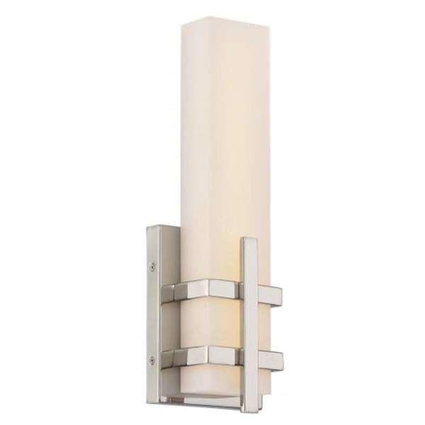 1 Module Polished Nickel White Acrylic Lens Single Wall Sconce Light Fixture