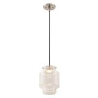 Nuvo Lighting 1 Light Brushed Nickel Clear Crackle Glass Shade LED Mini Pendant Light Fixture