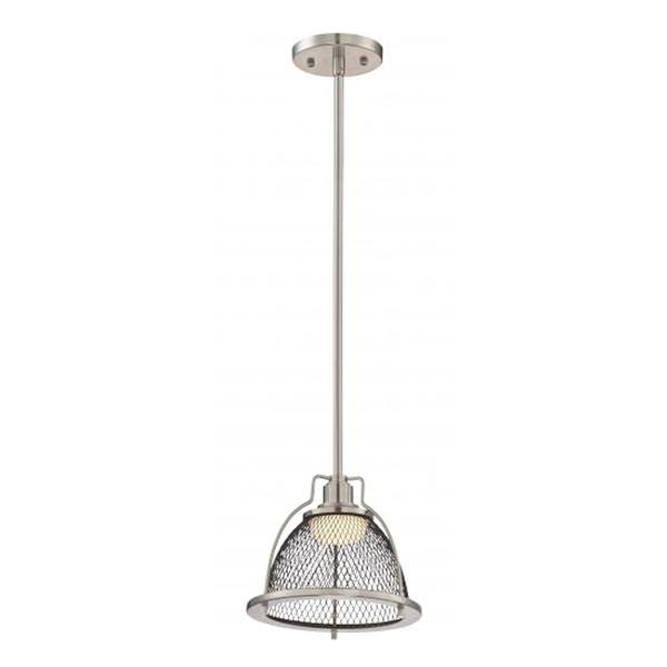 1 Light Brushed Nickel Black Mesh LED Pendant Light Fixture