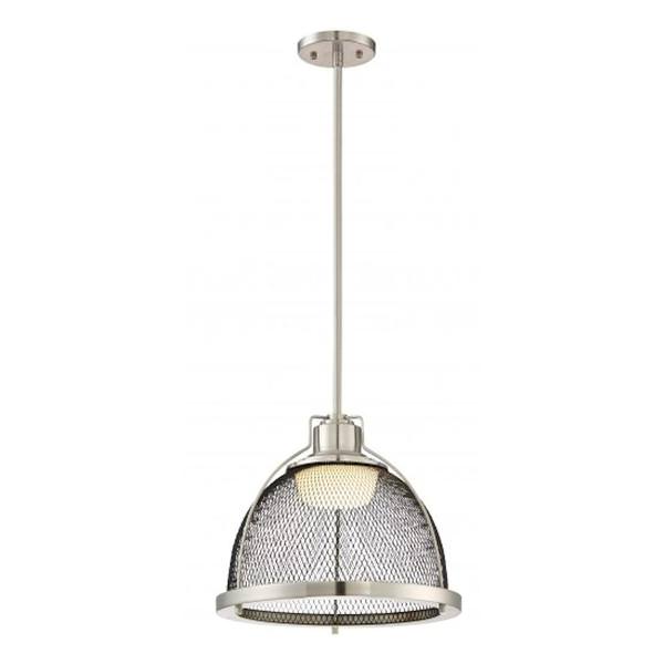 1 Light Brushed Nickel Black Mesh LED Pendant Light Fixture
