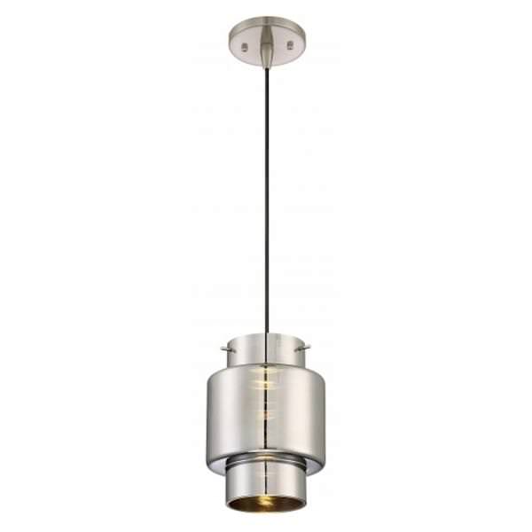 1 Light Brushed Nickel Mirrored Glass Shade LED Mini Pendant Light Fixture