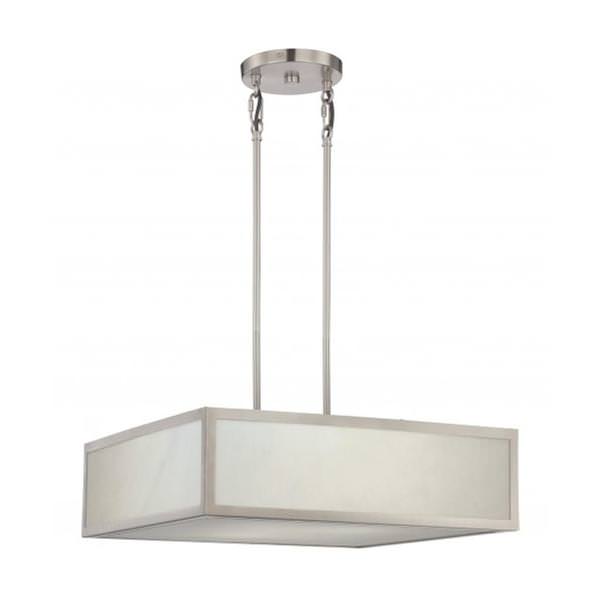 2 Light Brushed Nickel Gray Marbleized Acrylic Panels LED Pendant Light Fixture