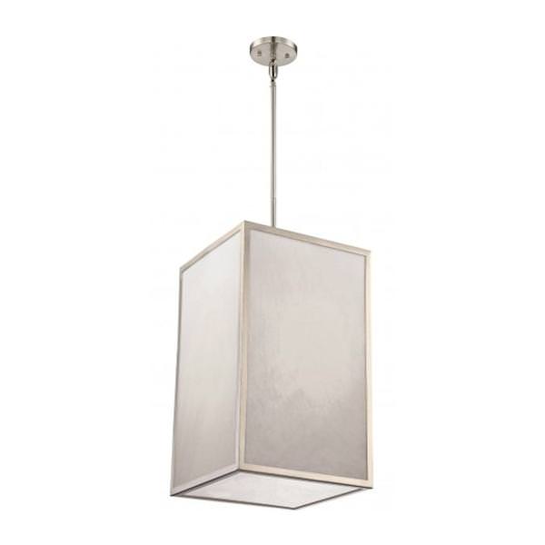 1 Light Brushed Nickel Gray Marbleized Acrylic Panels LED Pendant Light Fixture