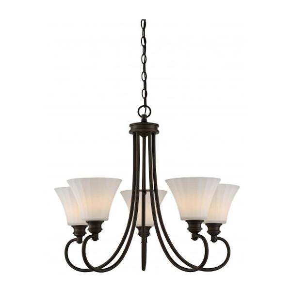 5 Light 60 watt 3000K Natural White Forest Bronze Dimmable LED Chandelier