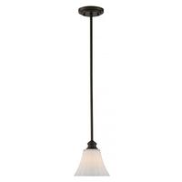 View 1 Light Forest Bronze Frosted Fluted Glass Shade LED Mini Pendant Light Fixture