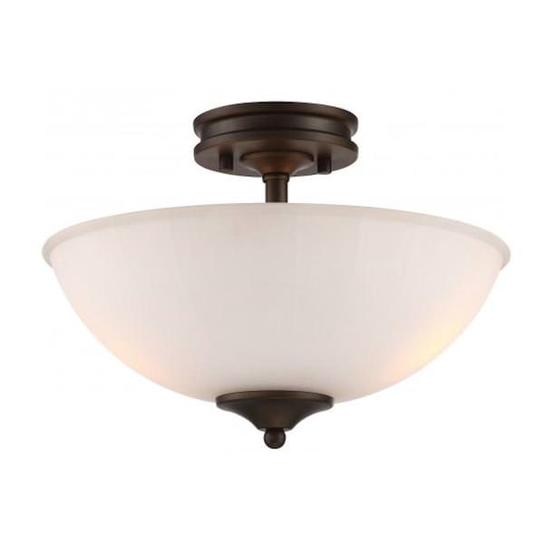 13" 24 watt 120 volt 3000K Natural White Forest Bronze Frosted Fluted Glass Shade LED Ceiling Light Fixture