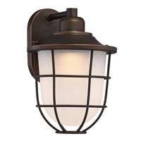 View 1 Light 15 watt 120 volt Mahogany Bronze Etched Seeded Glass Shade 3000K Dimmable LED Outdoor Wall Sconce