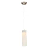 Nuvo Lighting 1 Light Brushed Nickel White Opal Glass Shade LED Mini Pendant Light Fixture