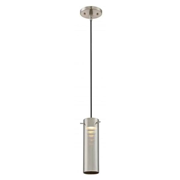 1 Light Brushed Nickel Mirrored Glass Shade LED Mini Pendant Light Fixture