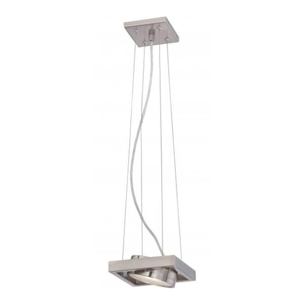 1 Light Brushed Nickel Opaque Glass Shade LED Pivoting Head Pendant Light Fixture