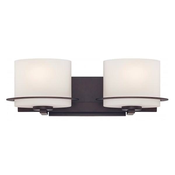 2 Light Venetian Bronze Etched Opal Glass Shades Vanity Light Fixture