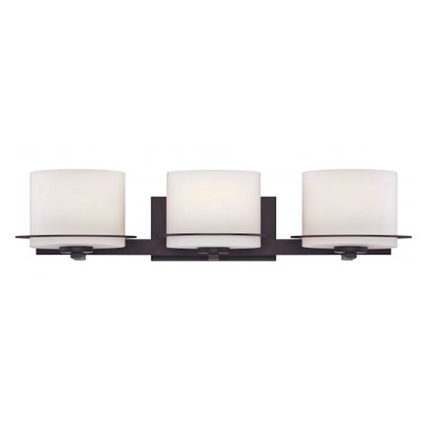 3 Light Venetian Bronze Etched Opal Glass Shades Vanity Light Fixture