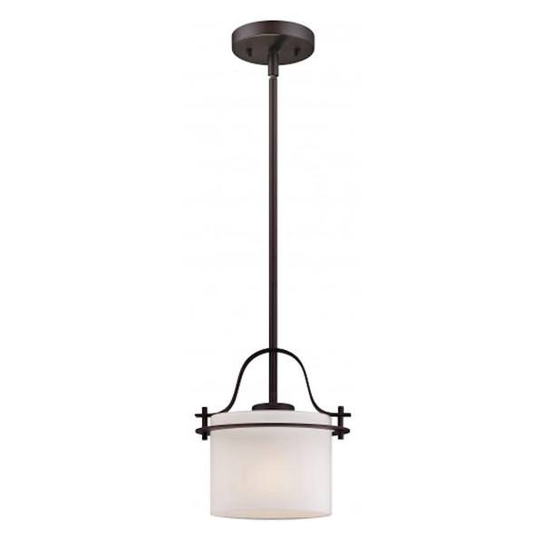 1 Light Venetian Bronze Etched Opal Glass Shade Mini Pendant Light Fixture
