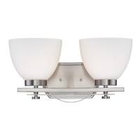 View 2 Light Brushed Nickel Frosted Glass Shades Vanity Light Fixture
