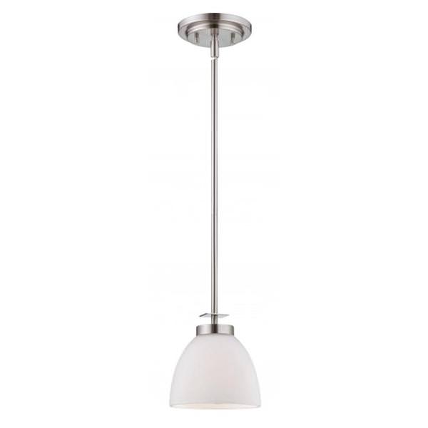 1 Light Brushed Nickel Frosted Glass Shade Mini Pendant Light Fixture