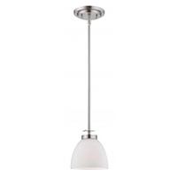 View 1 Light Brushed Nickel Frosted Glass Shade Mini Pendant Light Fixture