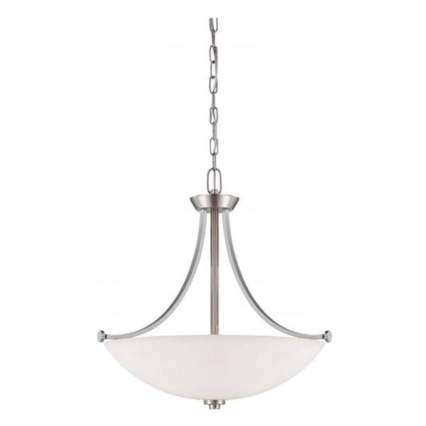 3 Light Brushed Nickel Frosted Glass Shade Pendant Light Fixture