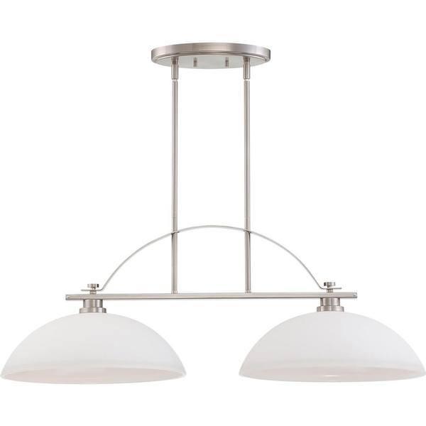 2 Light Brushed Nickel Frosted Glass Shades Island Pendant Light Fixture