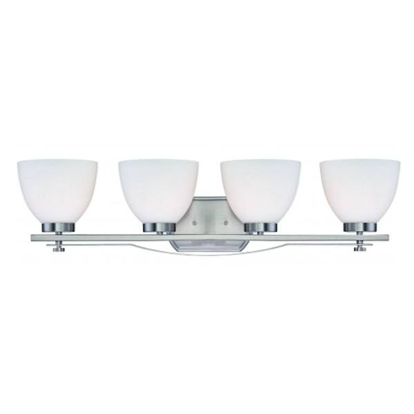4 Light Brushed Nickel Frosted Glass Shades Vanity Light Fixture