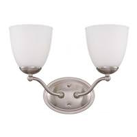 View 2 Light Brushed Nickel Frosted Glass Shades Vanity Light Fixture