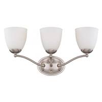 View 3 Light Brushed Nickel Frosted Glass Shades Vanity Light Fixture