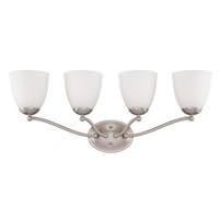 View 4 Light Brushed Nickel Frosted Glass Shades Vanity Light Fixture