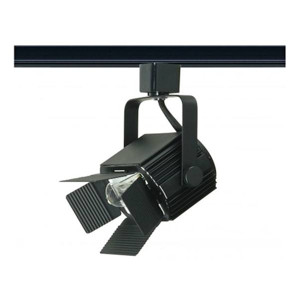 1 Light Black Power Flood Track Lighting Head with Barn Door