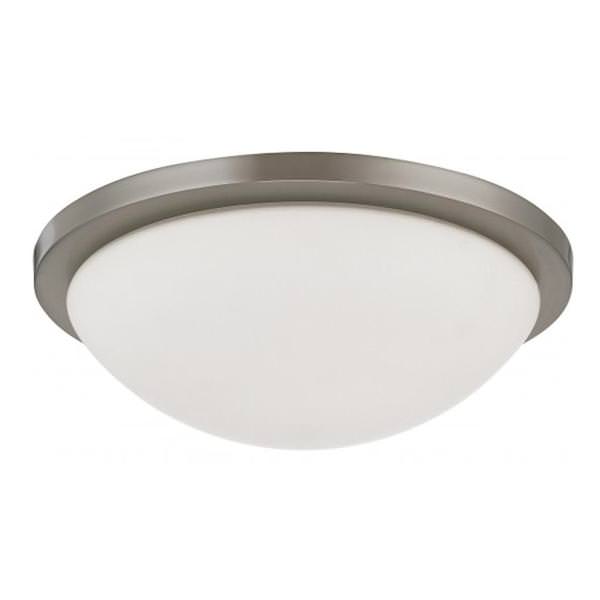 13" 18 watt 120 volt 3000K Brushed Nickel Frosted Glass Shade LED Ceiling Light Fixture