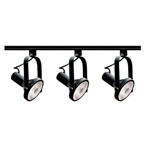 3 Light Black Gimbal Ring Track Lighting Kit