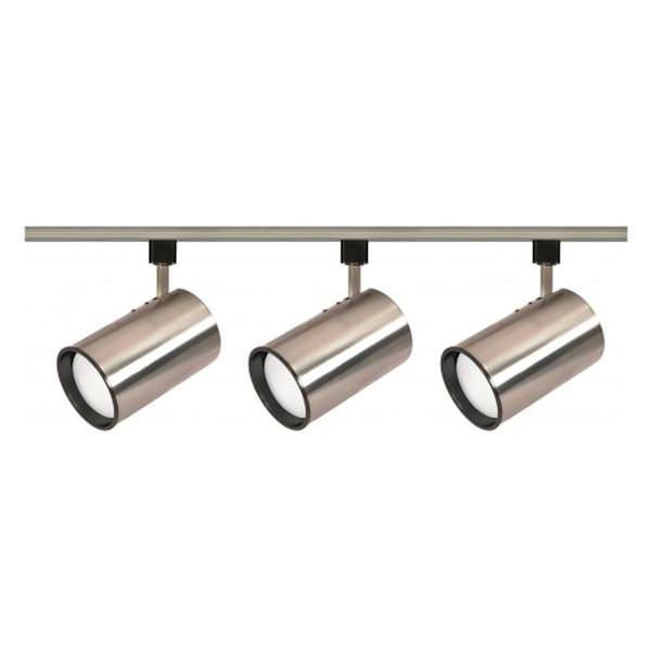 3 Light Brushed Nickel Straight Cylinder Track Lighting Kit