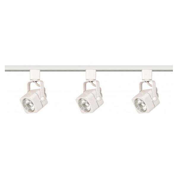 3 Light White Square Track Lighting Kit