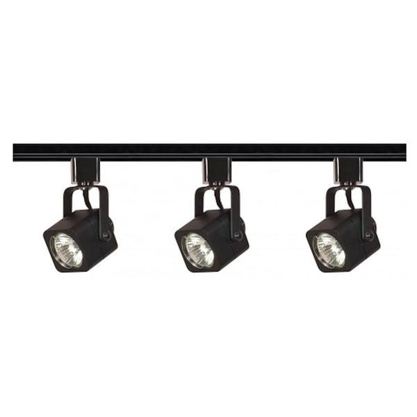 3 Light Black Square Track Lighting Kit