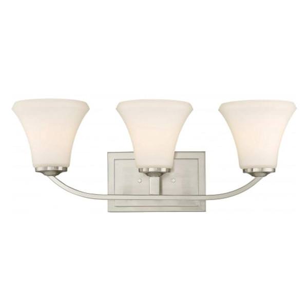 3 Light Brushed Nickel Frosted Glass Shades Vanity Light Fixture