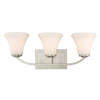 View 3 Light Brushed Nickel Frosted Glass Shades Vanity Light Fixture