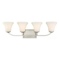 View 4 Light Brushed Nickel Frosted Glass Shades Vanity Light Fixture