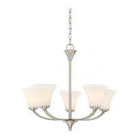 View 5 Light Brushed Nickel Frosted Glass Shades Chandelier Light Fixture