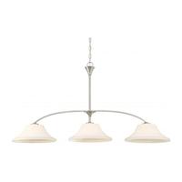 View 3 Light Brushed Nickel Frosted Glass Shades Island Pendant Light Fixture